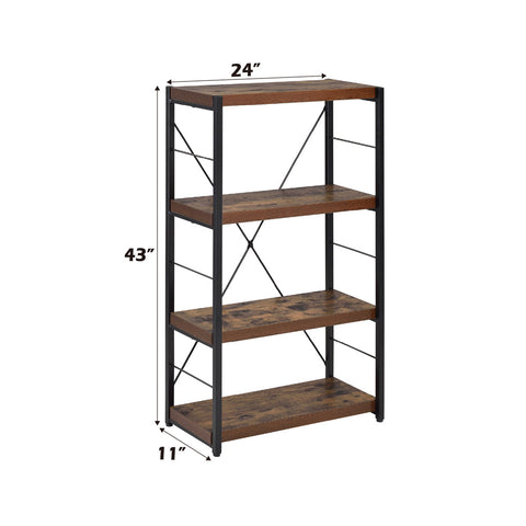 ACME Bob Weathered Oak Black Bookshelf Model 92399