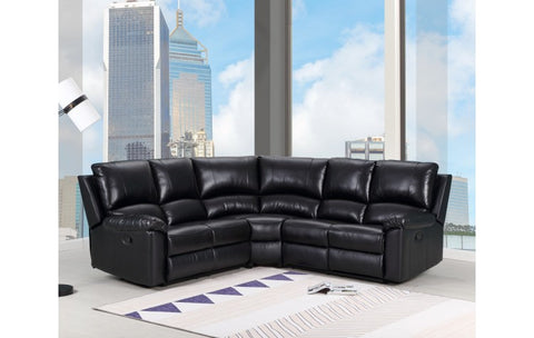 415 DivanItalia Black Sofa Set – Top Grain Italian LeatherModel:  9241-BLACK-PWR-SECT