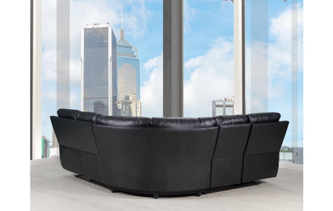 415 DivanItalia Black Sofa Set – Top Grain Italian LeatherModel:  9241-BLACK-PWR-SECT