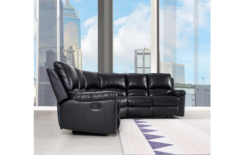 415 DivanItalia Black Sofa Set – Top Grain Italian LeatherModel:  9241-BLACK-PWR-SECT