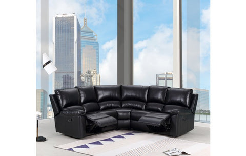 415 DivanItalia Black Sofa Set – Top Grain Italian LeatherModel:  9241-BLACK-PWR-SECT