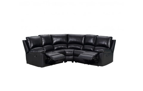 415 DivanItalia Black Sofa Set – Top Grain Italian LeatherModel:  9241-BLACK-PWR-SECT