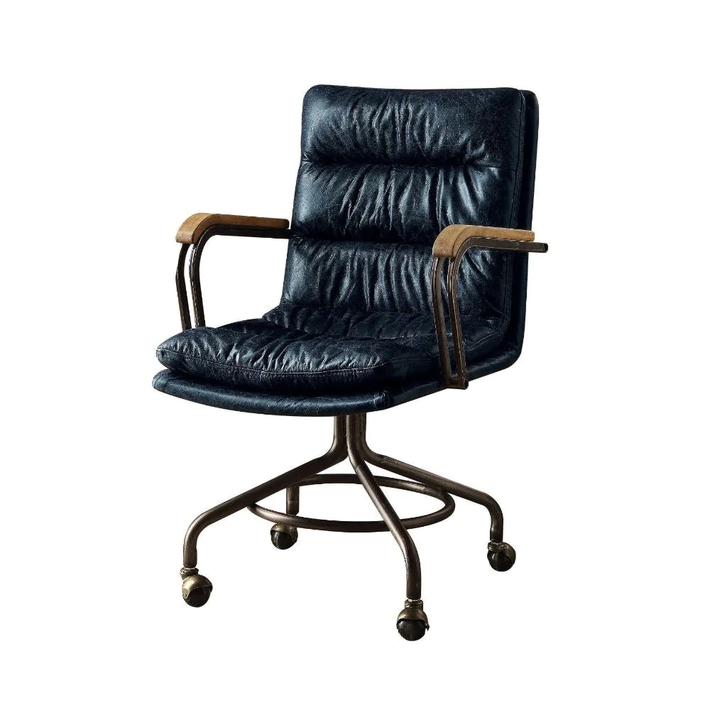 Harith Vintage Blue Top Grain Leather Executive Office Chair Model 92417 By ACME Furniture