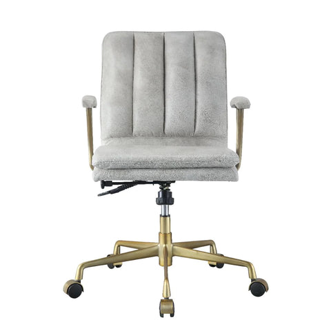 Damir Vintage White Top Grain Leather & Chrome Office Chair Model 92422 By ACME Furniture
