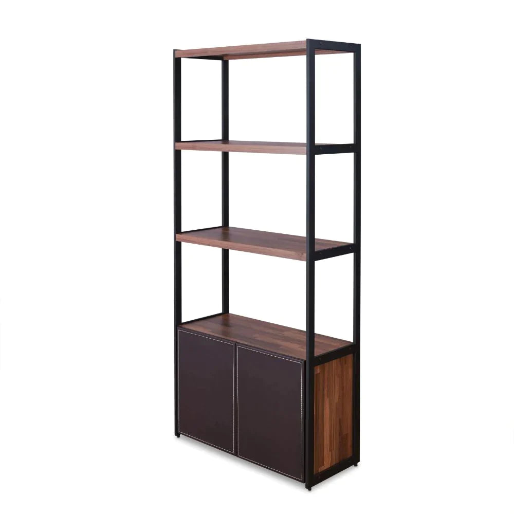 Sara Espresso PU, Walnut & Sandy Black Bookshelf Model 92442 By ACME Furniture