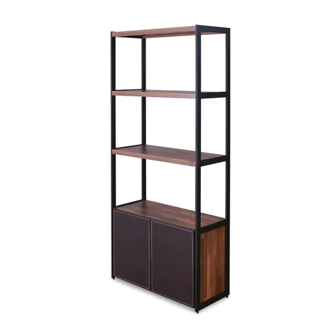 Sara Espresso PU, Walnut & Sandy Black Bookshelf Model 92442 By ACME Furniture