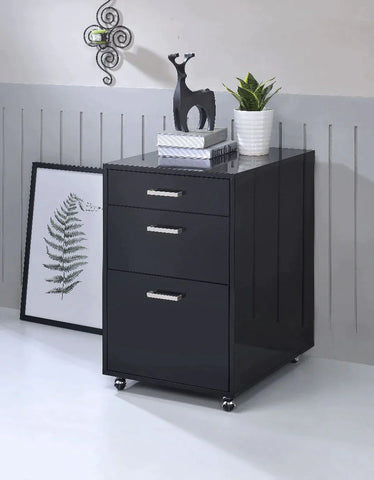Coleen Black High Gloss & Chrome File Cabinet Model 92450 By ACME Furniture