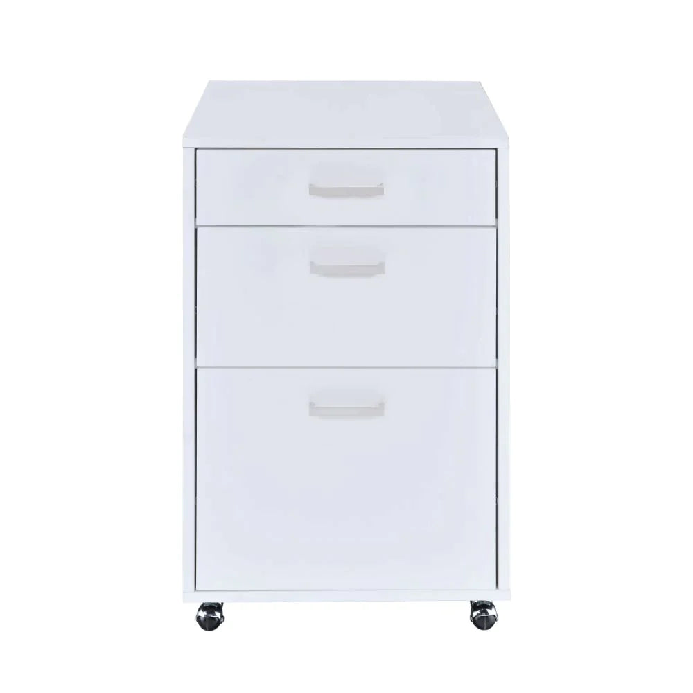 Coleen White High Gloss & Chrome File Cabinet Model 92454 By ACME Furniture