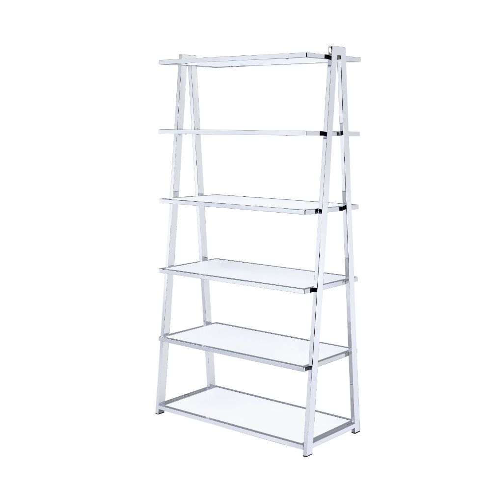 ACME Coleen White High Gloss & Chrome Finish Coleen Bookshelf Model 92455