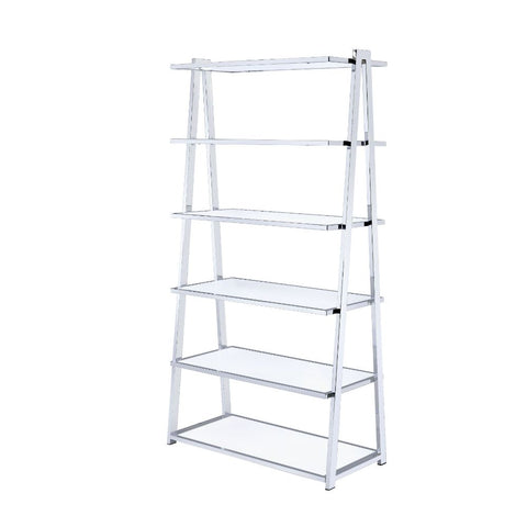 ACME Coleen White High Gloss & Chrome Finish Coleen Bookshelf Model 92455