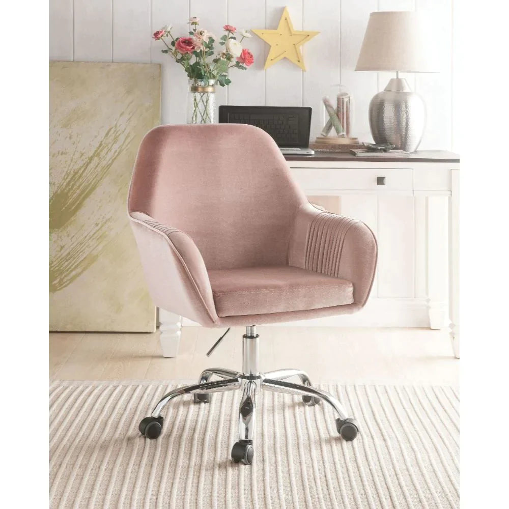 Eimer Peach Velvet & Chrome Office Chair Model 92504 By ACME Furniture