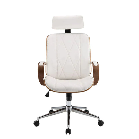 Yoselin White PU & Walnut Office Chair Model 92513 By ACME Furniture