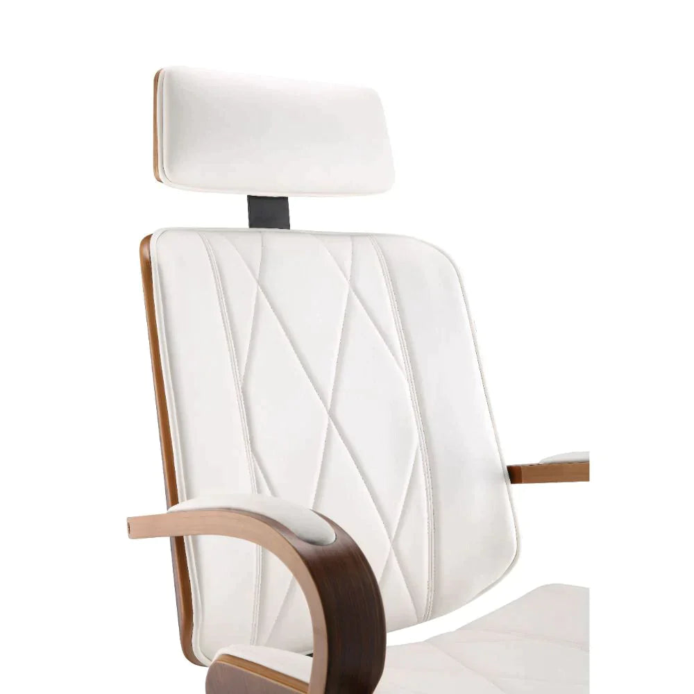 Yoselin White PU & Walnut Office Chair Model 92513 By ACME Furniture