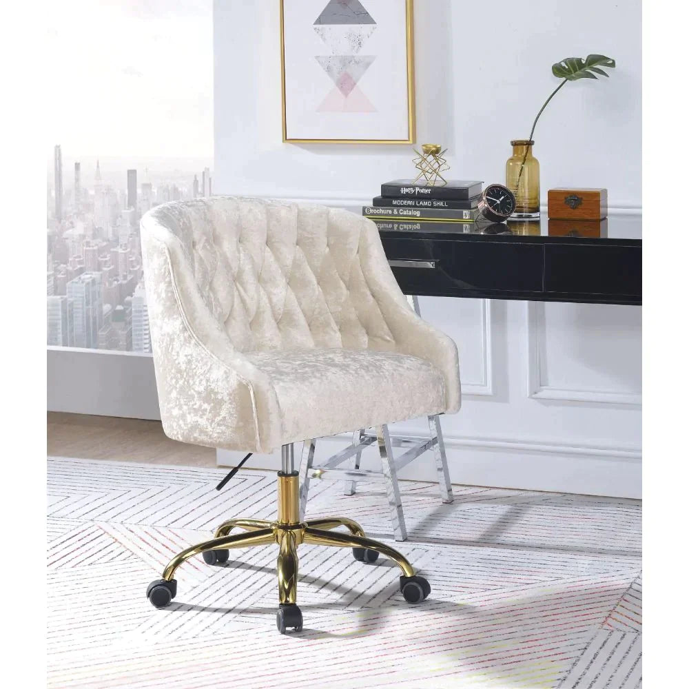 Levian Vintage Cream Velvet & Gold Office Chair Model 92517 By ACME Furniture