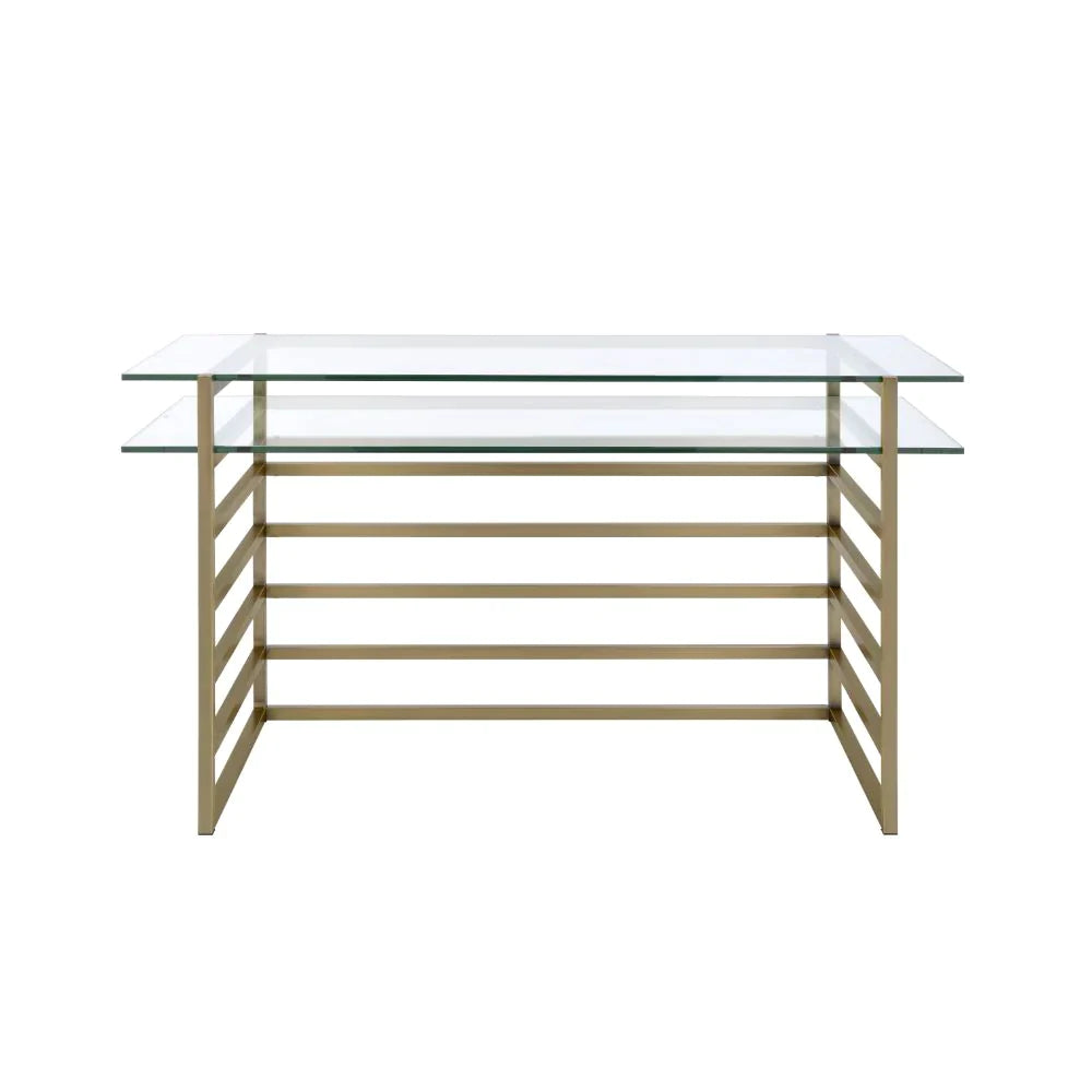 Shona Antique Gold & Clear Glass Desk Model 92535 By ACME Furniture