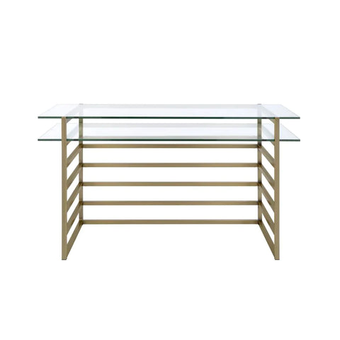 Shona Antique Gold & Clear Glass Desk Model 92535 By ACME Furniture