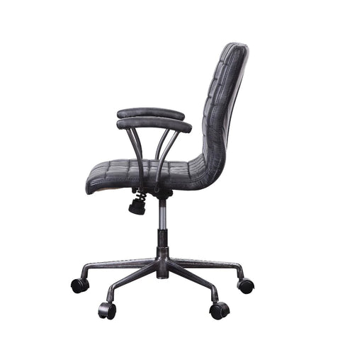 Barack Vintage Black Top Grain Leather & Aluminum Executive Office Chair Model 92557 By ACME Furniture