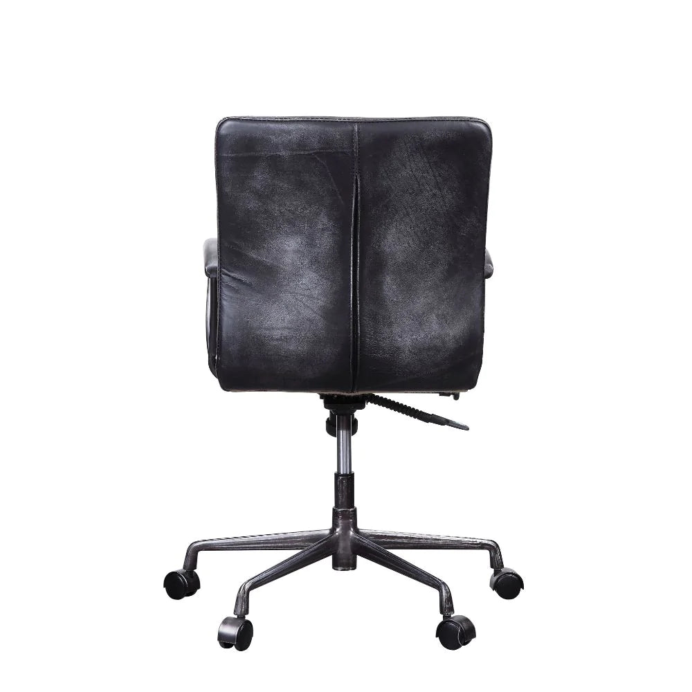 Barack Vintage Black Top Grain Leather & Aluminum Executive Office Chair Model 92557 By ACME Furniture