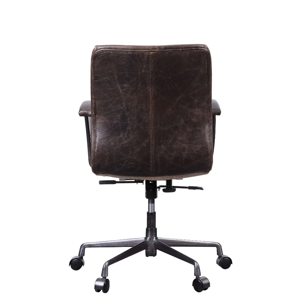 Zooey Distress Chocolate Top Grain Leather Executive Office Chair Model 92558 By ACME Furniture