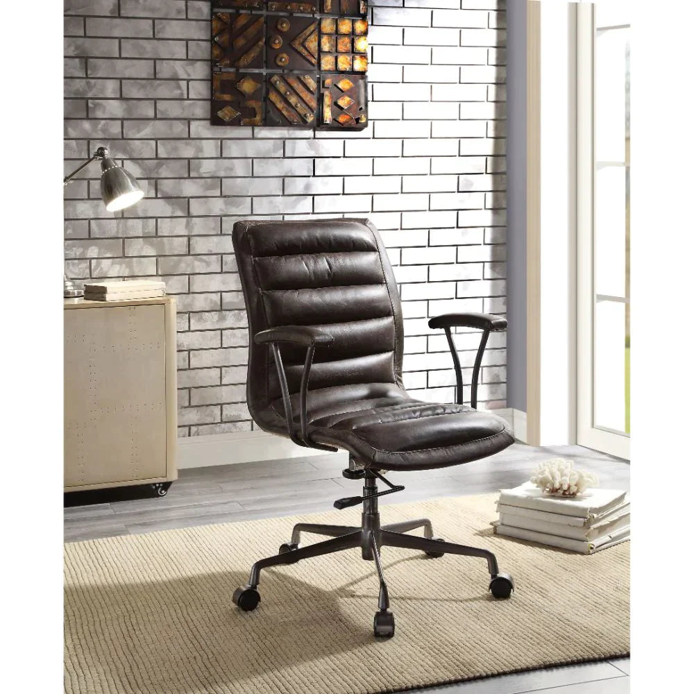 Zooey Distress Chocolate Top Grain Leather Executive Office Chair Model 92558 By ACME Furniture