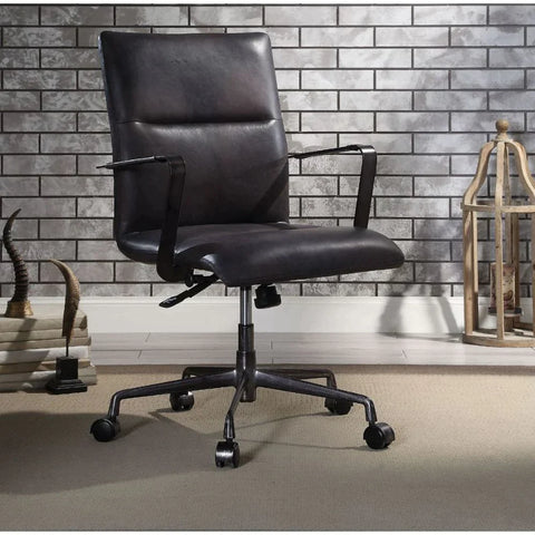 Indra Onyx Black Top Grain Leather Executive Office Chair Model 92569 By ACME Furniture