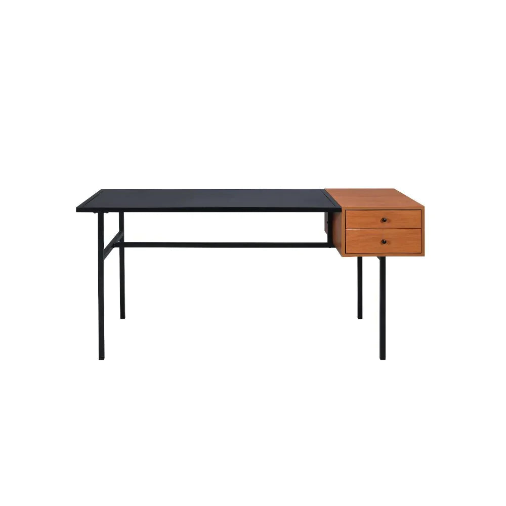 Oaken Honey Oak & Black Desk Model 92675 By ACME Furniture