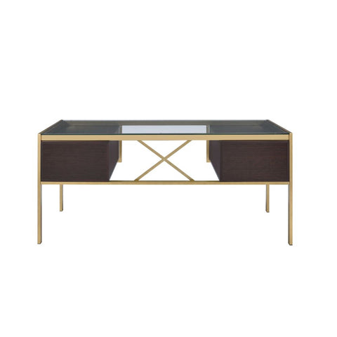 ACME Yumia Clear Glass Top & Gold Finish Yumia Desk Model 92785