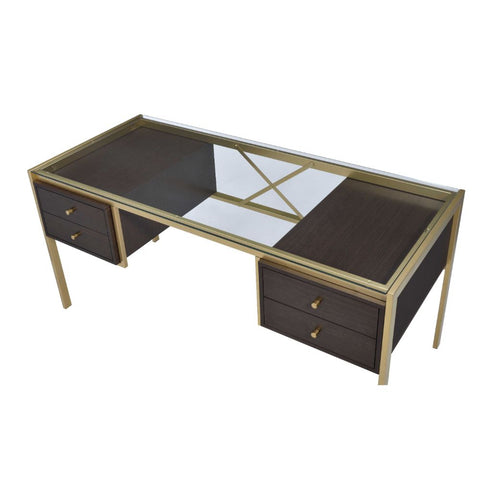 ACME Yumia Clear Glass Top & Gold Finish Yumia Desk Model 92785