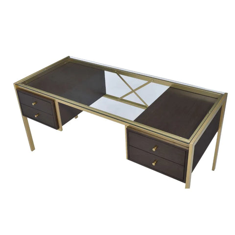 Yumia Gold & Clear Glass Desk Model 92785 By ACME Furniture