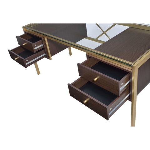 ACME Yumia Clear Glass Top & Gold Finish Yumia Desk Model 92785