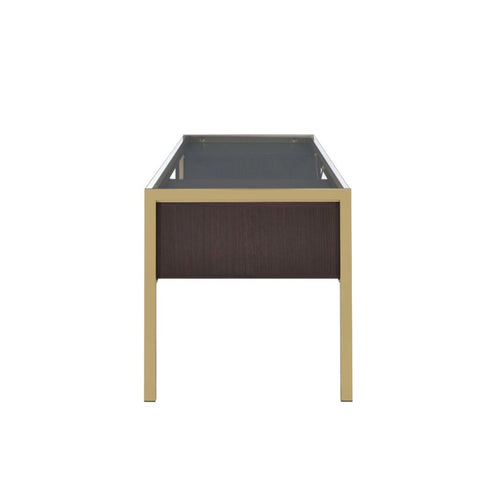 ACME Yumia Clear Glass Top & Gold Finish Yumia Desk Model 92785