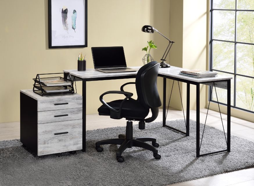 Zetri Antique White & Black Finish Writing Desk Model 92807 By ACME Furniture