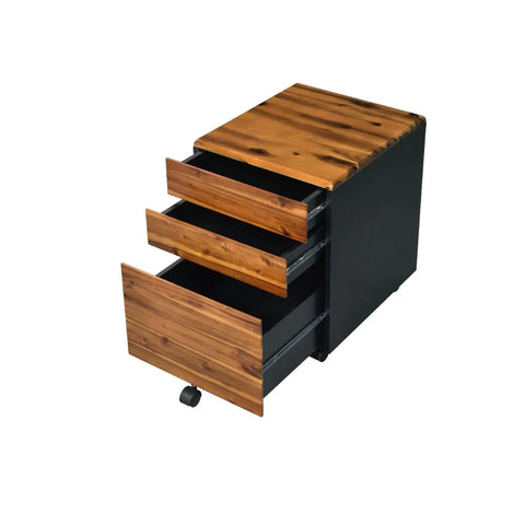 Jurgen Oak & Black File Cabinet Model 92913 By ACME Furniture