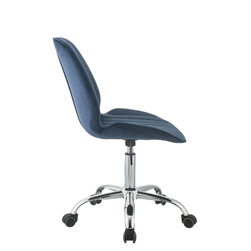 Muata Twilight Blue Velvet & Chrome Office Chair Model 92932 By ACME Furniture