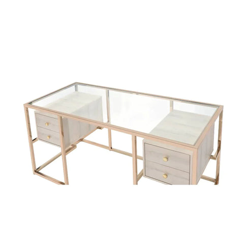 Huyana Clear Glass & Gold Desk Model 92945 By ACME Furniture