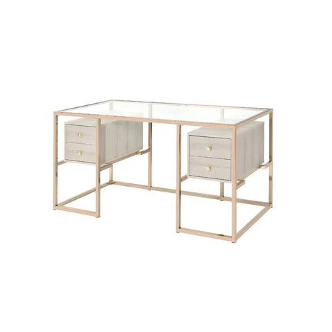 Huyana Clear Glass & Gold Desk Model 92945 By ACME Furniture