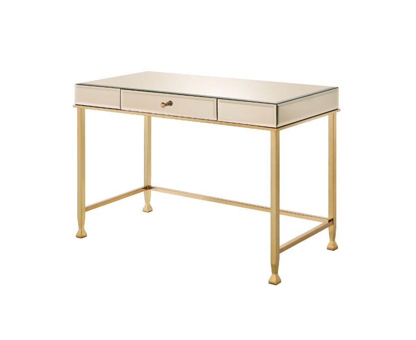 ACME Canine Smoky Mirrored and Champagne Finish Canine Writing Desk Model 92977