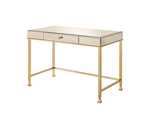 Canine Smoky Mirroed and Champagne Finish Writing Desk Model 92977 By ACME Furniture