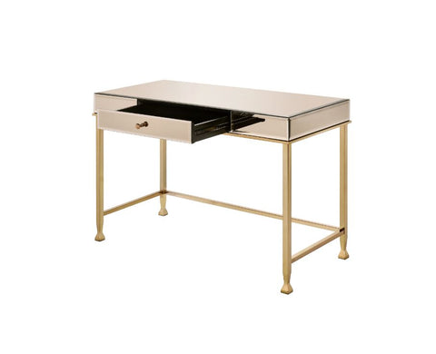 ACME Canine Smoky Mirrored and Champagne Finish Canine Writing Desk Model 92977