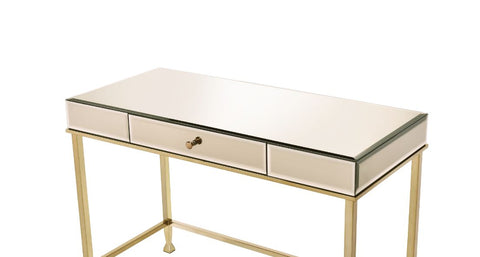 ACME Canine Smoky Mirrored and Champagne Finish Canine Writing Desk Model 92977