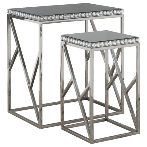 Coaster Betsy 2-piece Mirror Top Nesting Tables Silver Model 930226