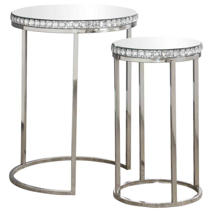 Coaster Addison 2-piece Round Nesting Table Silver Model 930227