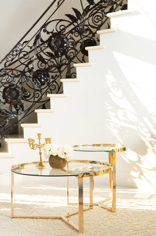 Coaster Delia 2-piece Round Nesting Table Clear and Gold Model 930251