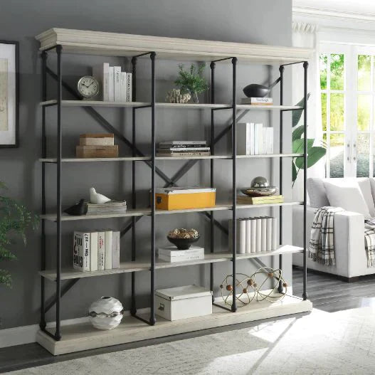 Rukia White & Black Finish Bookshelf Model 93040 By ACME Furniture