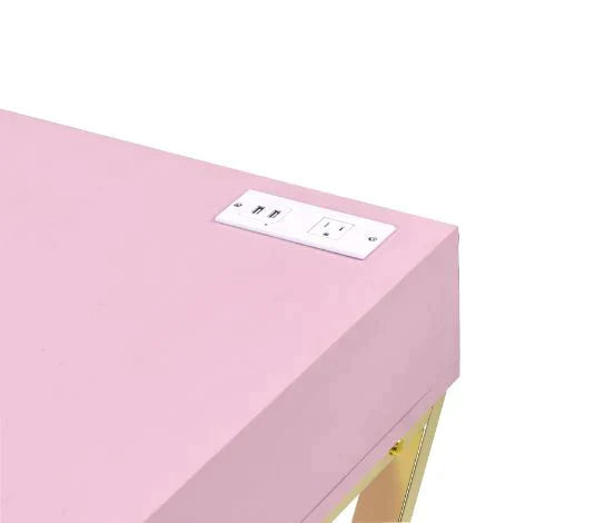 Coleen Pink & Gold Finish Desk Model 93062 By ACME Furniture