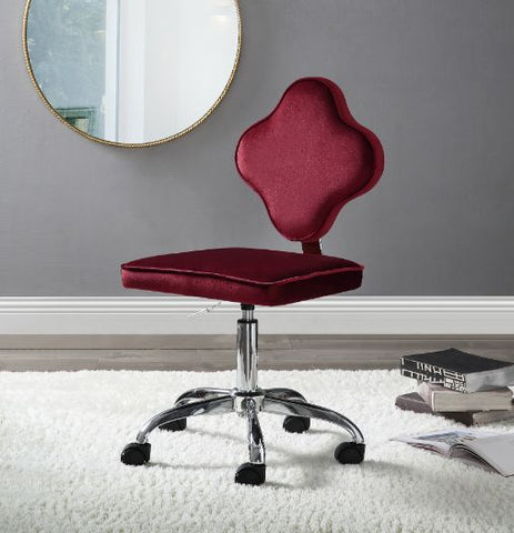 ACME Clover Red Velvet Clover Office Chair Model 93070