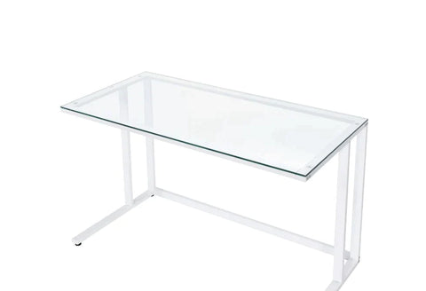 Tyrese Clear Glass & White Finish Writing Desk Model 93098 By ACME Furniture