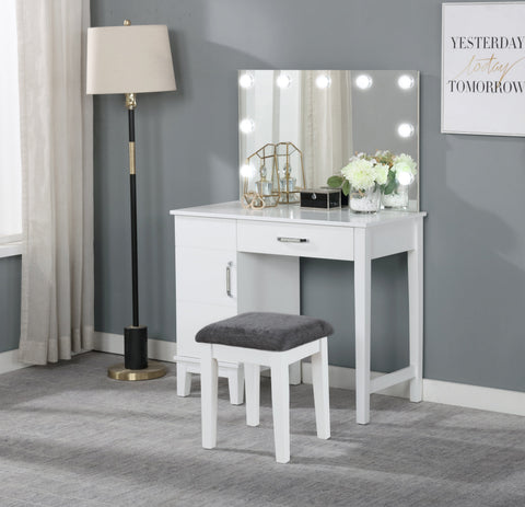 Coaster Elijah Vanity Set with LED Lights White and Dark Grey Model 931149
