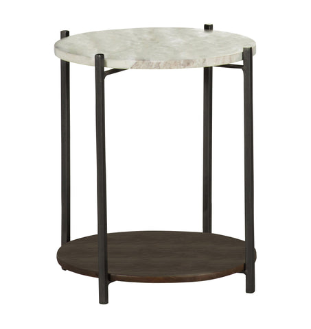 Coaster Noemie Round Accent Table with Marble Top White and Gunmetal Model 931204