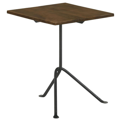 Coaster Heitor Square Accent Table with Tripod Legs Dark Brown and Gunmetal Model 931206